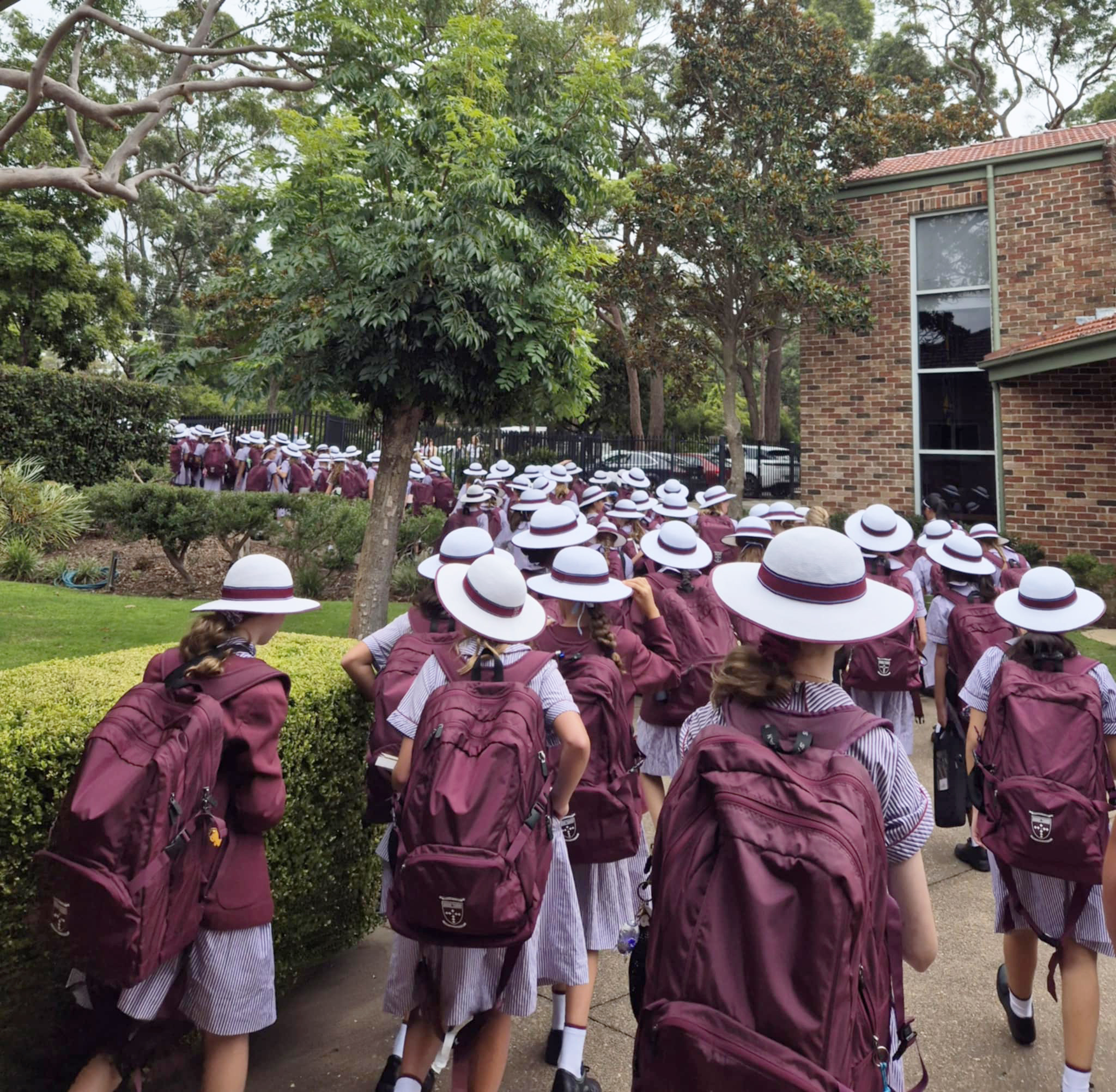 Brigidine students gathered outdoors